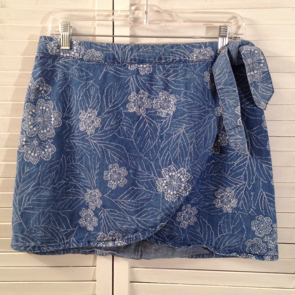 Floral Blue Wrap Skirt